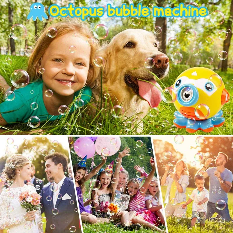 Octopus Bubble Machine Automatic Bubble Maker for Kids with 3 Bottles Bubble Mixture for Indoor Outdoor Garden Toys Game
Octopus Bubble Machine Automatic Bubble Maker for Kids with 3 Bottles Bubble Mixture for Indoor Outdoor Garden Toys Game