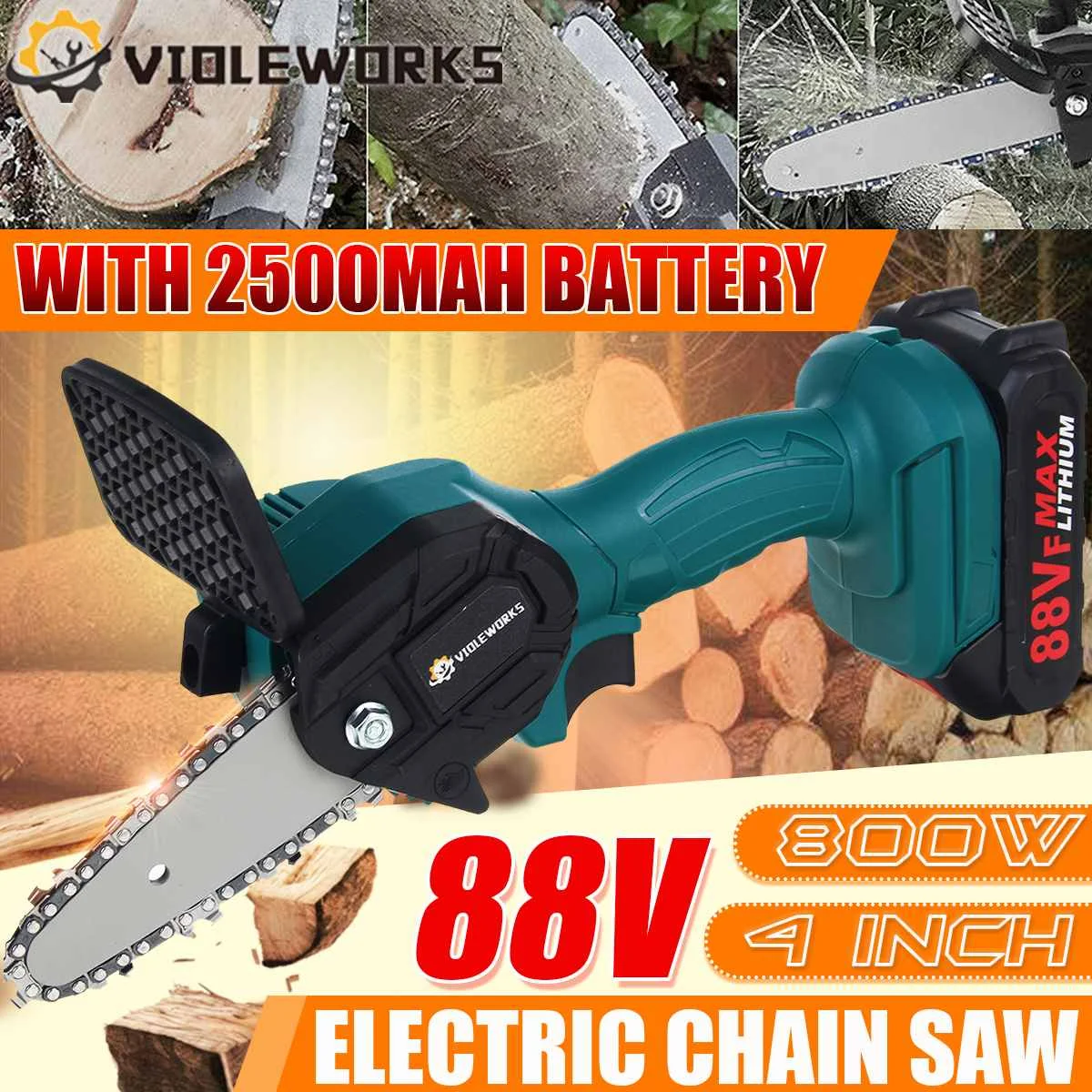 88V 800W Electric Chain Saw Lithium Battery Mini Pruning One-handed Garden Tool With Chain Saws Rechargeable Woodworking Tool
88V 800W Electric Chain Saw Lithium Battery Mini Pruning One-handed Garden Tool With Chain Saws Rechargeable Woodworking Tool
