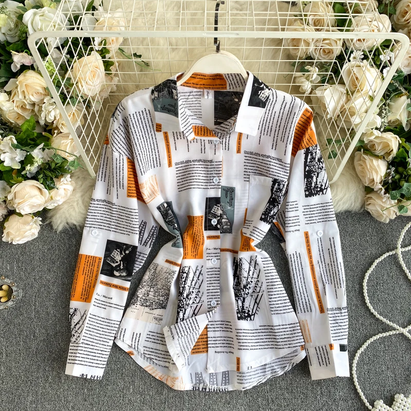 Chic Graffiti Print Loose Shirt Blouse Women Turn Down Collar Fashion Casual Spring Autumn Long Sleeve Simple Base Shirt Clothes
Chic Graffiti Print Loose Shirt Blouse Women Turn Down Collar Fashion Casual Spring Autumn Long Sleeve Simple Base Shirt Clothes