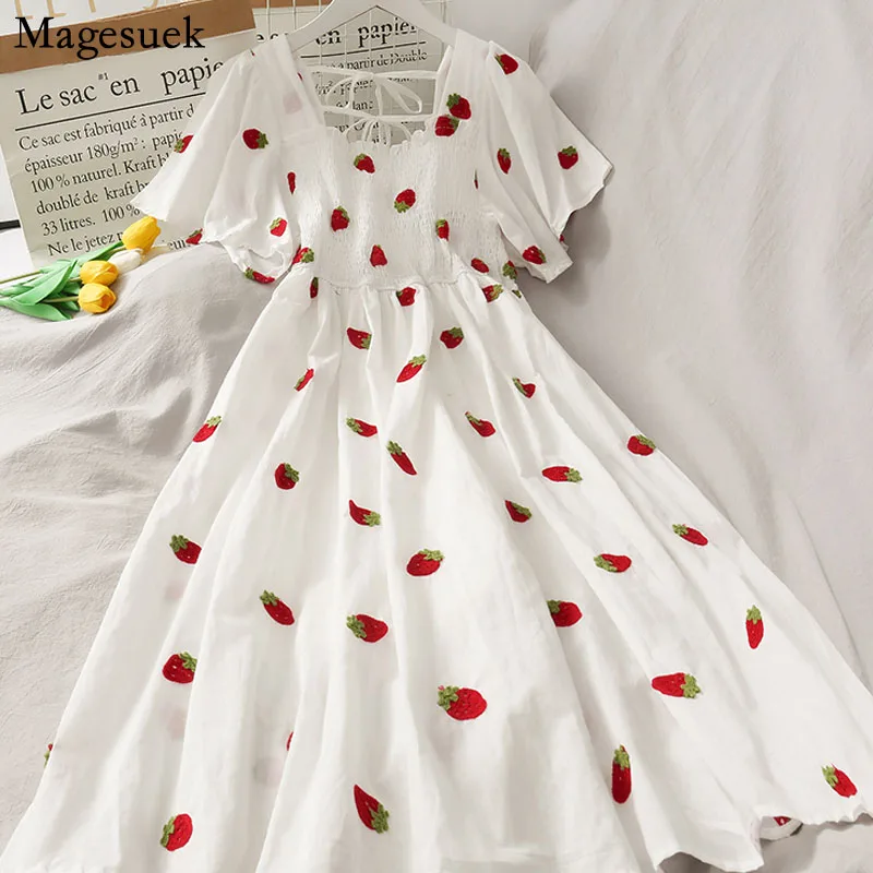 Kawaii Embroidery Strawberry Dress Women White Square Neck Puff Sleeve Dress Vintage A-line Beach Dresses Korean Clothes 14547
Kawaii Embroidery Strawberry Dress Women White Square Neck Puff Sleeve Dress Vintage A-line Beach Dresses Korean Clothes 14547