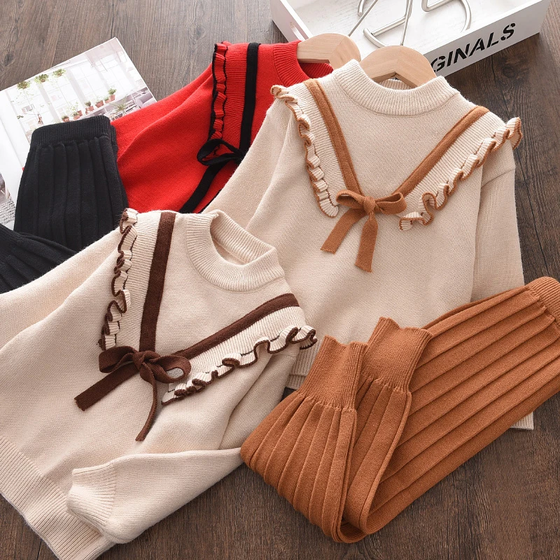 Menoea Winter Girls Knitted Casual Thick Clothes Sets Kids Fall Warm Long Sleeve Bow Sweater Pants 2pcs Set Children Outfits
Menoea Winter Girls Knitted Casual Thick Clothes Sets Kids Fall Warm Long Sleeve Bow Sweater Pants 2pcs Set Children Outfits