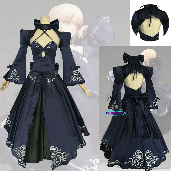 

Fate Stay Night Saber Alter Arturia Pendragon Cosplay Costume Women Anime FGO Zero Fate Black Bride Gothic Lolita Dress