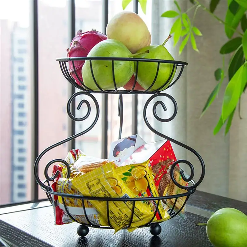 Household Iron 2 Tier Fruit Basket Vintage Style Storage Basket Living Room Fruit Basket Creative Iron Snack Container Black
Household Iron 2 Tier Fruit Basket Vintage Style Storage Basket Living Room Fruit Basket Creative Iron Snack Container Black