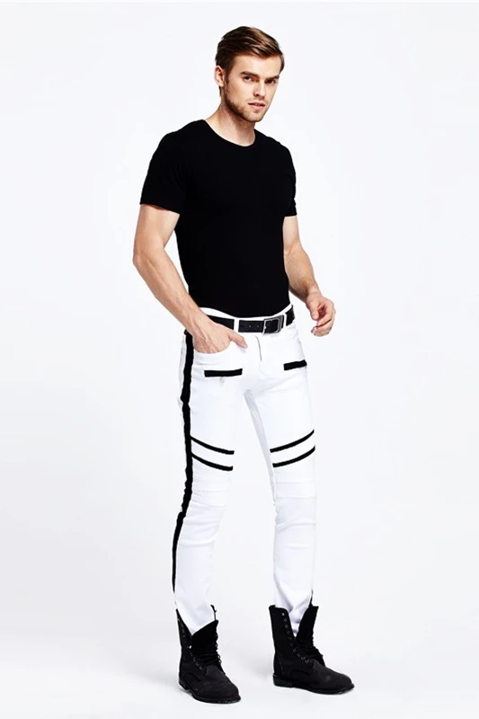 New American Style High Street Men's Male Casual White Stitching Jeans Straight Stretch Trend Ripped Slim Trousers White
New American Style High Street Men's Male Casual White Stitching Jeans Straight Stretch Trend Ripped Slim Trousers White