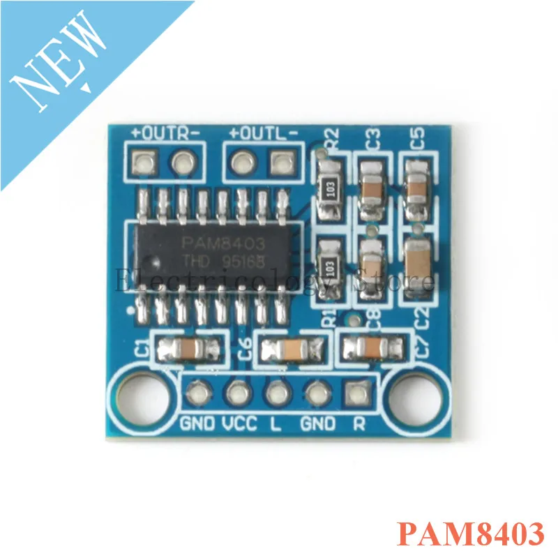 Board

Модуль усилителя Mini PAM8403 класса D, цифровая звуковая мощность 5 В 3 Вт * 2, аудио мощность 2X3W, регулятор громкости 3 Вт на плате.