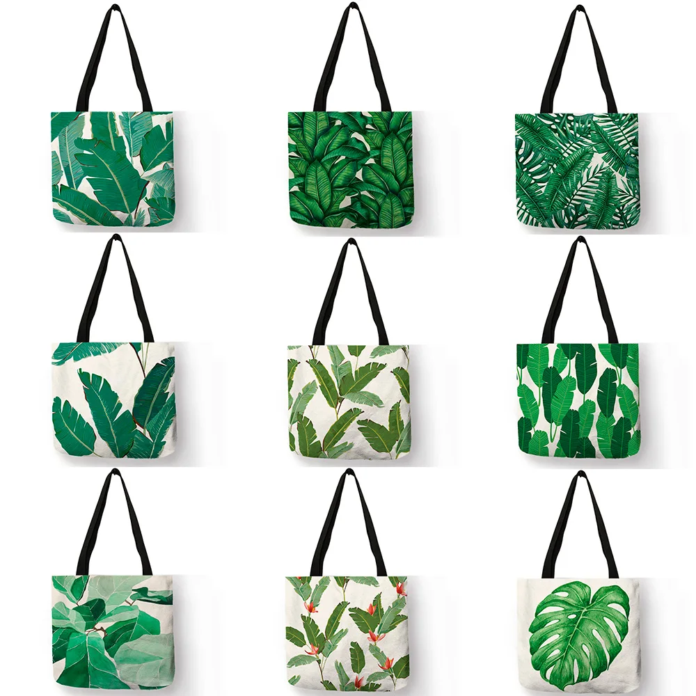 Super Fresh Style Women Lady Casual Shoulder Bag Tropical Green Plant Leaf Painting Handbag Daily Easy Carry Folding Linen Totes 
Super Fresh Style Women Lady Casual Shoulder Bag Tropical Green Plant Leaf Painting Handbag Daily Easy Carry Folding Linen Totes