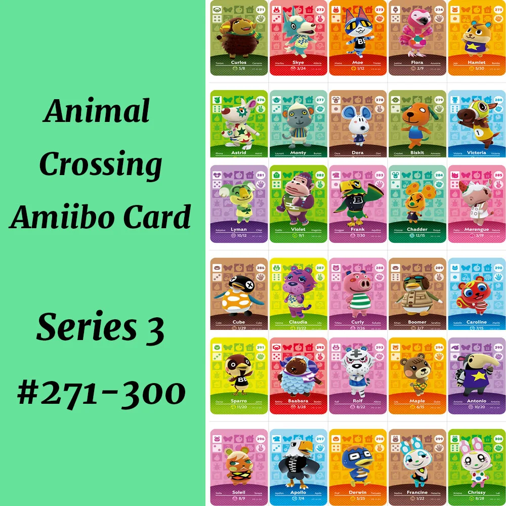 Amiibo Card серия 3 (271 300) NS карта для скрещивания животных подходит Games Villager Merengue|Карты