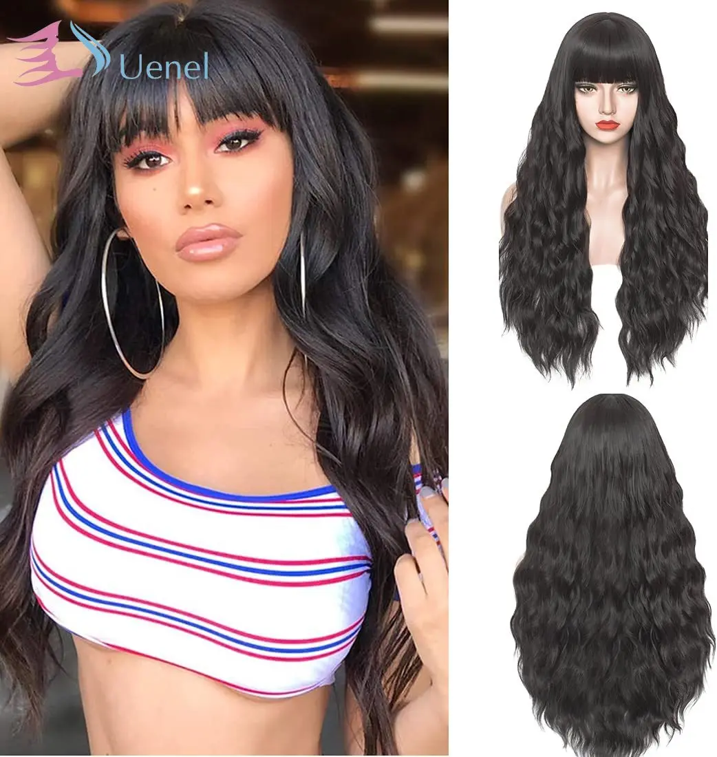 Uenel Long Black Wigs for Women 28 Inches Fluffy Wavy Hair Wig with Bangs Natural Full Synthetic Cosplay Wig Heat Resistant
Uenel Long Black Wigs for Women 28 Inches Fluffy Wavy Hair Wig with Bangs Natural Full Synthetic Cosplay Wig Heat Resistant