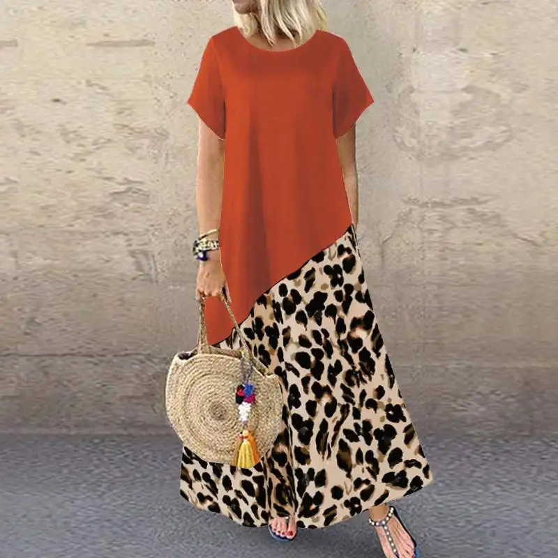 Women's Printed Sundress ZANZEA 2021 Stylish Summer Leopard Maxi Dress Casual Short Sleeve Patchwork Vestidos Oversized Robe
Women's Printed Sundress ZANZEA 2021 Stylish Summer Leopard Maxi Dress Casual Short Sleeve Patchwork Vestidos Oversized Robe