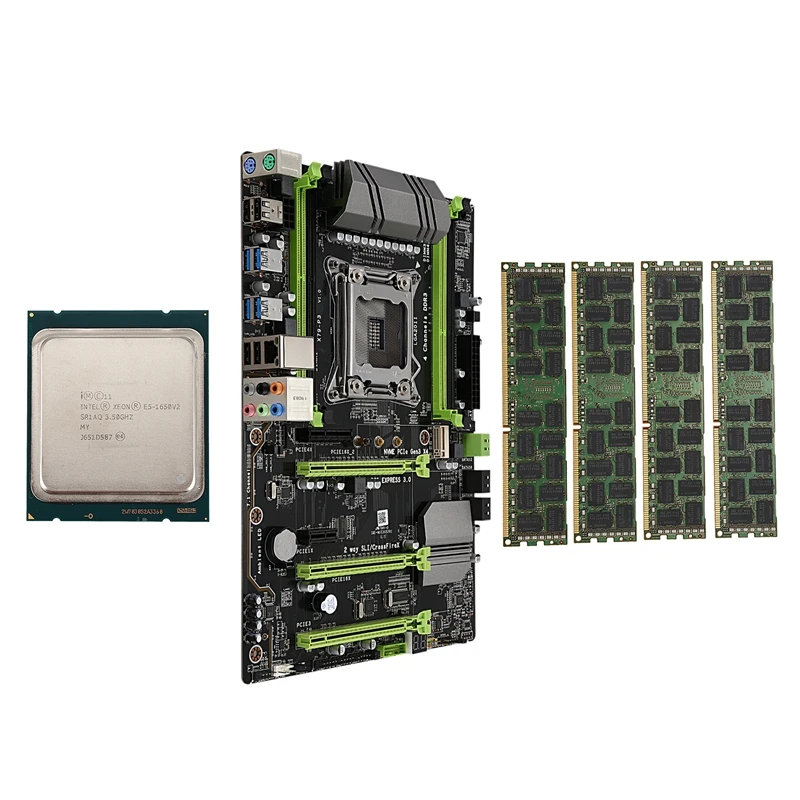 X79-P3 LGA2011 комбо набор материнской платы с E5 1650 V2 CPU 4X8GB 32GB DDR3 RAM 4-Ch 1600Mhz REG ECC NGFF M.2 SSD