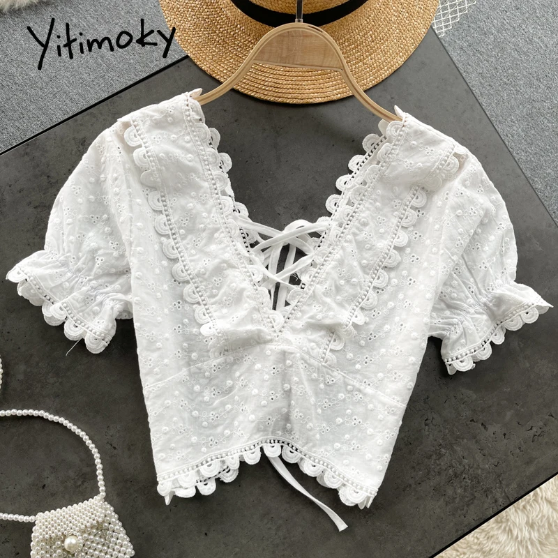 Блузка Yitimoky женская с открытой спиной, кружевная короткая однотонная белая с рукавами-фонариками и V-образным вырезом, модная рубашка в Коре...
Блузка Yitimoky женская с открытой спиной, кружевная короткая однотонная белая с рукавами-фонариками и V-образным вырезом, модная рубашка в Коре...