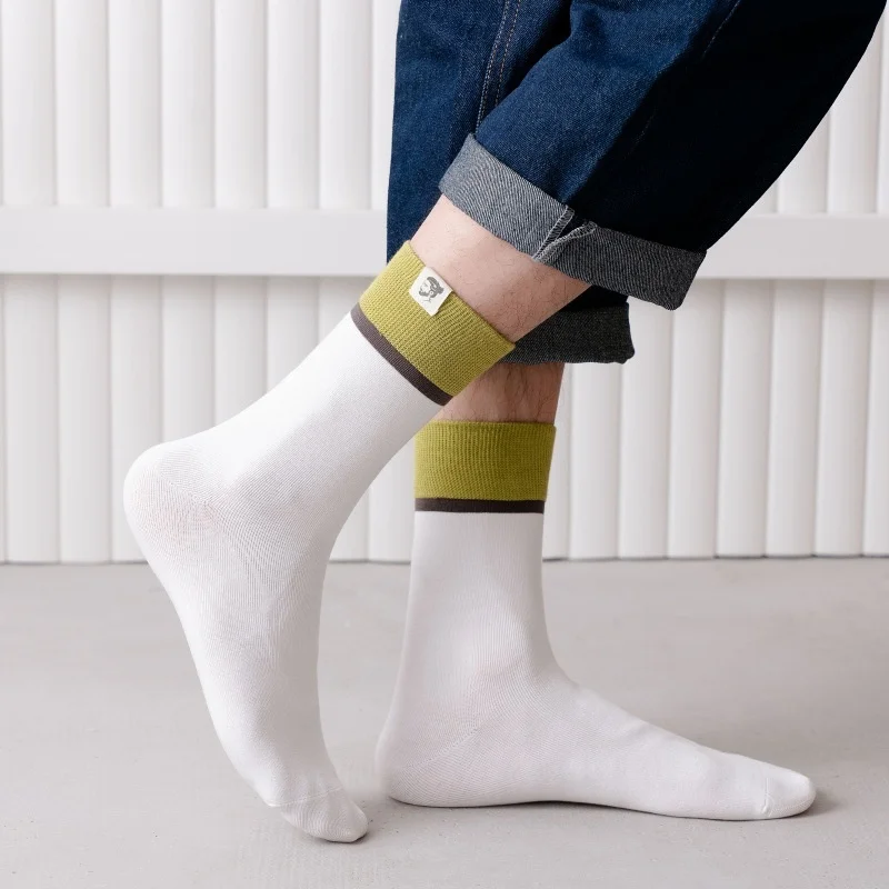 Мужские чулки в новом стиле осенне-зимние дышащие спортивные носки из чистого