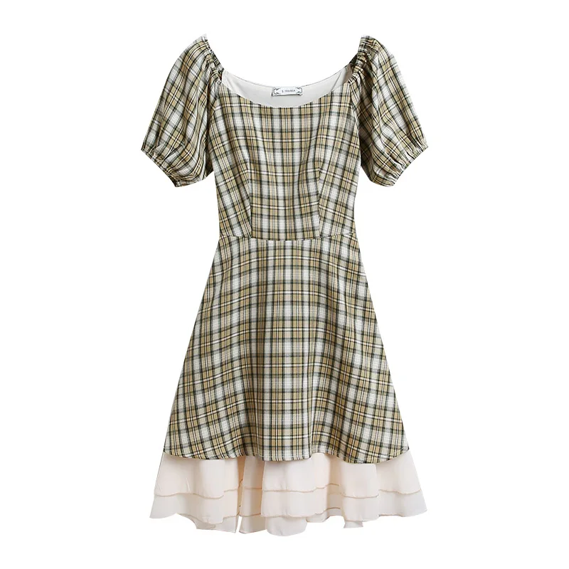 High-quality fashion elegant dress women 2021 summer new word collar retro puff sleeve slim check skirt women's clothing
High-quality fashion elegant dress women 2021 summer new word collar retro puff sleeve slim check skirt women's clothing