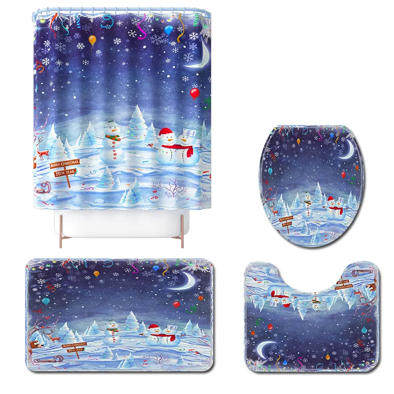 Polyester Waterproof Shower Curtain Set Snowman Cartoon Home Decor Bathroom Mat Anti-slip Bathroom Carpet 4pcs/set Toilet Carpet
Polyester Waterproof Shower Curtain Set Snowman Cartoon Home Decor Bathroom Mat Anti-slip Bathroom Carpet 4pcs/set Toilet Carpet