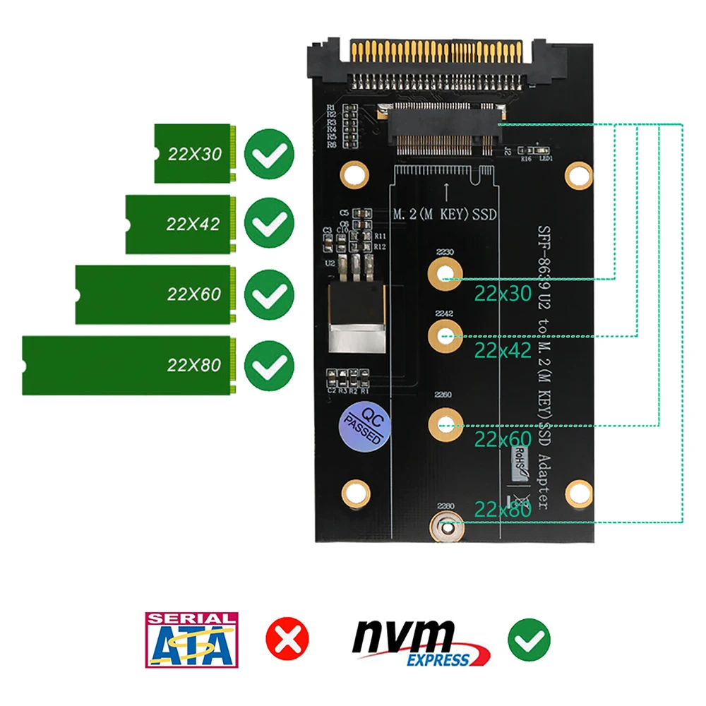 SSD Adapter Card Set M.2 Key M SSD to SFF-8639 U.2 Hard Drive Riser Expansion Card for NVME SSD 2230/2242/2260/2280
SSD Adapter Card Set M.2 Key M SSD to SFF-8639 U.2 Hard Drive Riser Expansion Card for NVME SSD 2230/2242/2260/2280