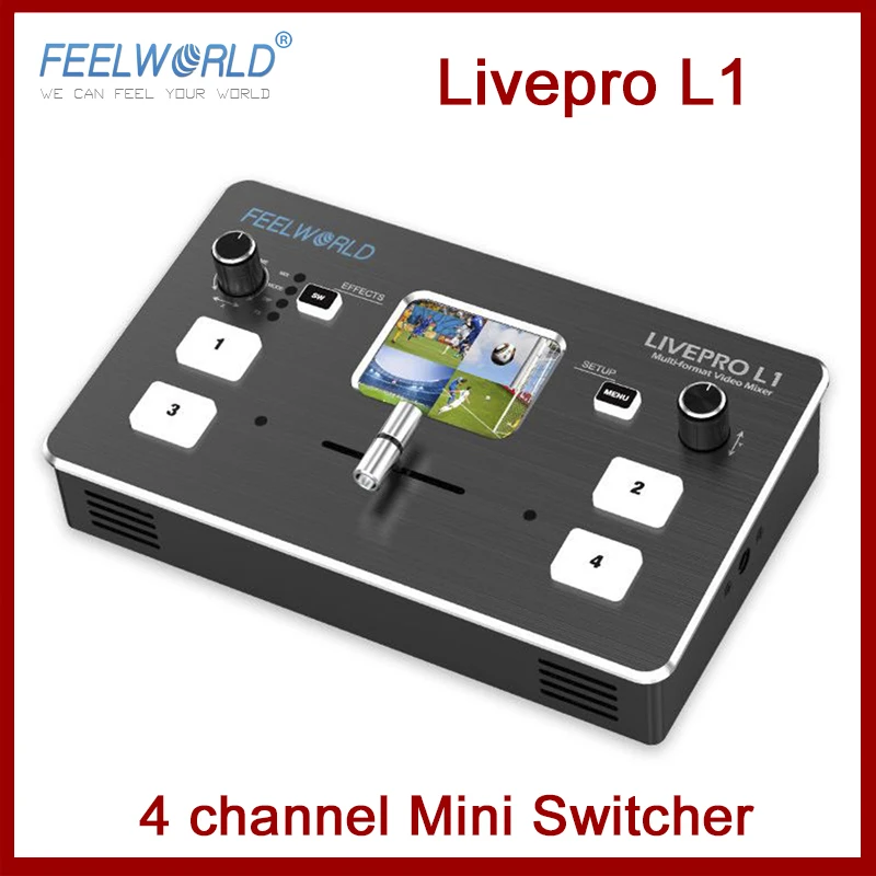 FEELWORLD Switcher LIVEPRO L1 4 channel Mini HD Switcher Multi-format Video Mixer HDMI-compatible Real Time Live Streaming
FEELWORLD Switcher LIVEPRO L1 4 channel Mini HD Switcher Multi-format Video Mixer HDMI-compatible Real Time Live Streaming