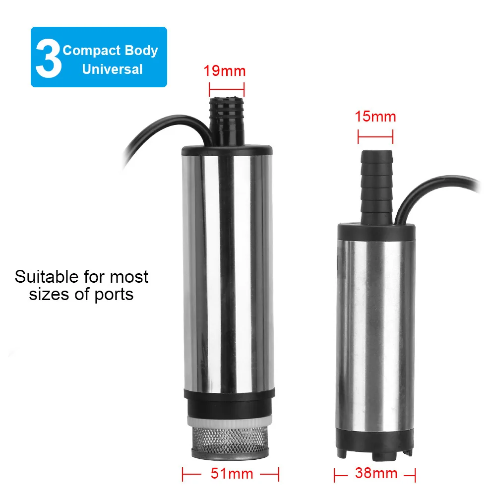 Electric Submersible Pump DC 12/24V 38/51MM Suction Transfer Tool For Diesel Oil Water Fuel Fuel Filter Fluid Pump Extractor
Electric Submersible Pump DC 12/24V 38/51MM Suction Transfer Tool For Diesel Oil Water Fuel Fuel Filter Fluid Pump Extractor