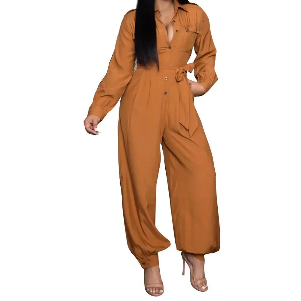 Outfits Women Jumpsuit Solid Color Turn Down Collar Autumn Lapel Ankle Tied Jumpsuit Office Lady Overalls Rompers 
Outfits Women Jumpsuit Solid Color Turn Down Collar Autumn Lapel Ankle Tied Jumpsuit Office Lady Overalls Rompers