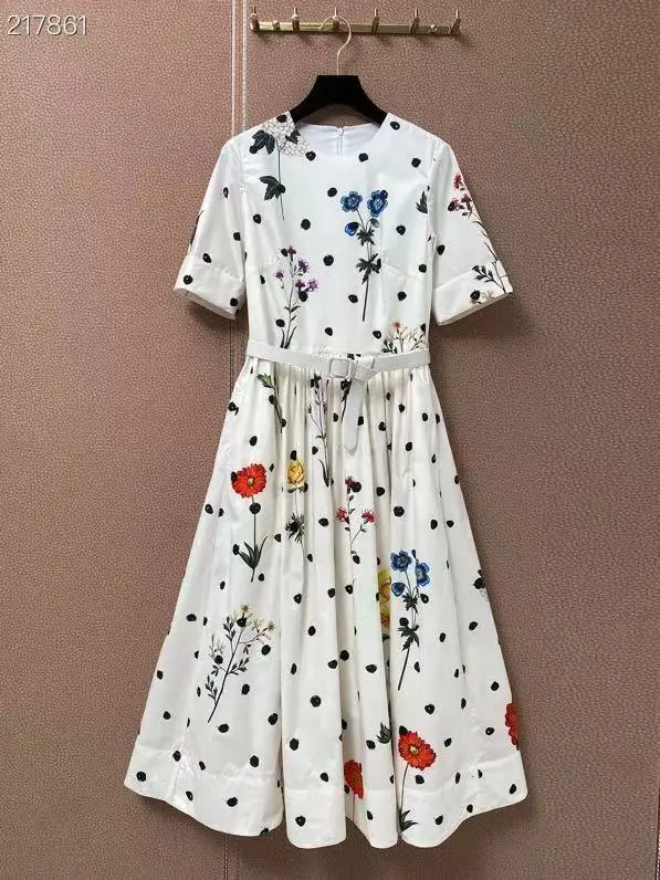 New 2021 Women Summer High Fashion Runway A-Line Dress Short Sleeve Flowers Print Belt Ladies Long Top Dress
New 2021 Women Summer High Fashion Runway A-Line Dress Short Sleeve Flowers Print Belt Ladies Long Top Dress