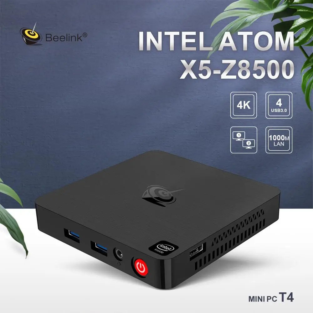 

Beelink T4 Mini PC Win10 4G RAM 64G ROM Intel Atom X5-Z8500 RJ45 USB3.0 BT4.0 Dual WIFI 2.4G+5.8G 12V 1.5A Mini Computer