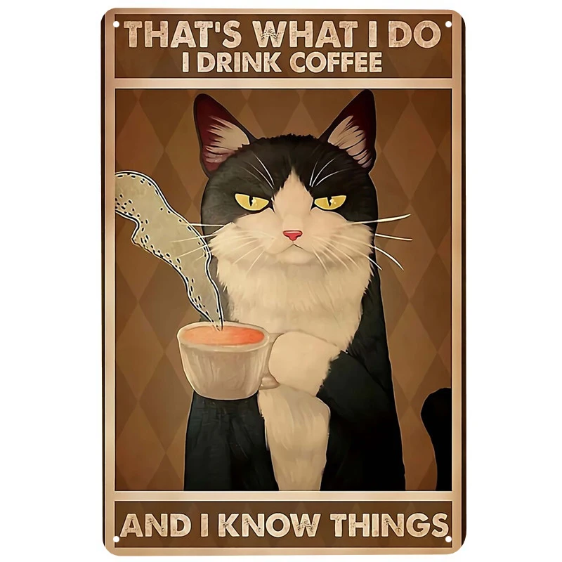 Cute Cat Drink Coffee printed Metal Signs Retro Tin Signs Funny Poster Decor for Bar Pub Club Decoration for Living Room Home
Cute Cat Drink Coffee printed Metal Signs Retro Tin Signs Funny Poster Decor for Bar Pub Club Decoration for Living Room Home