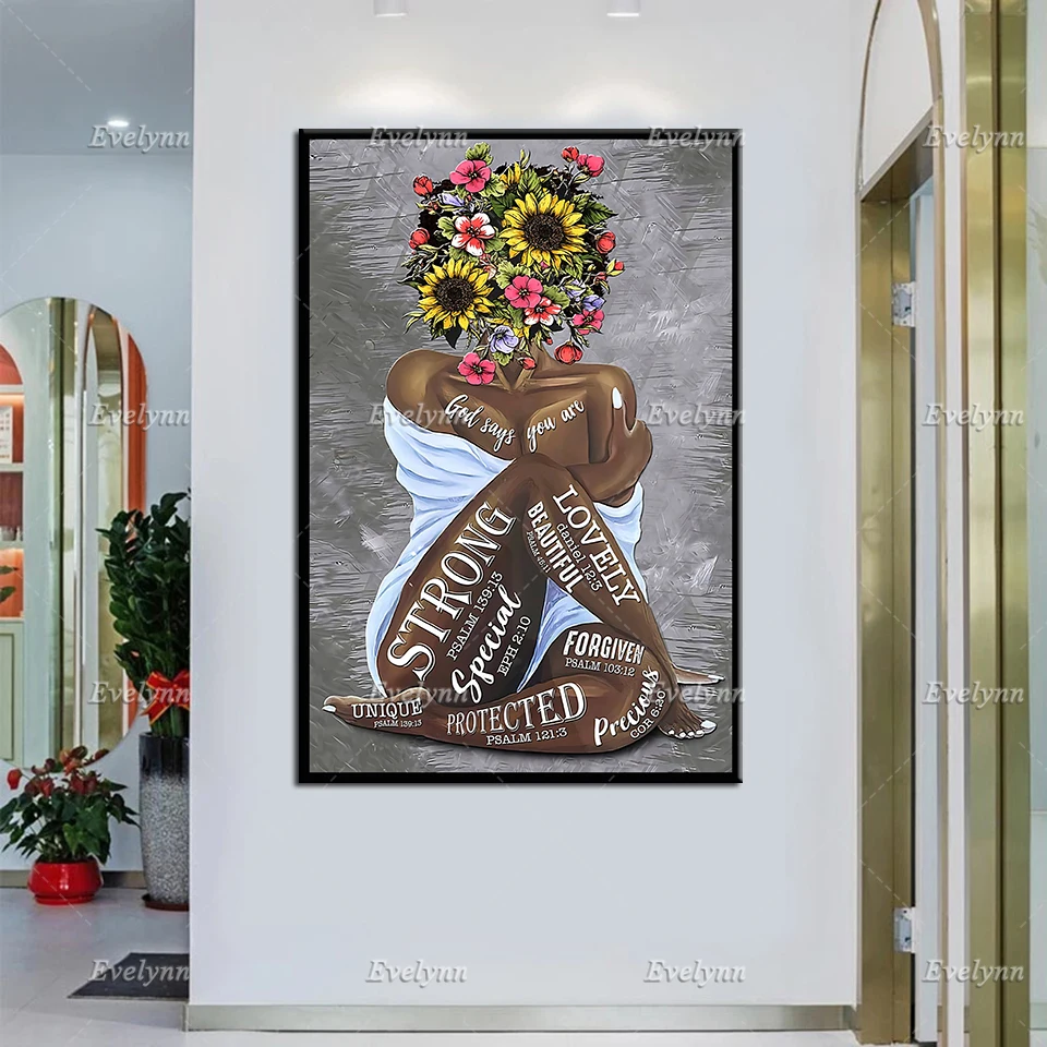 Плакат с надписью «God говорит, что вы»-Волшебные принты афроамериканской черной девушки, настенное искусство с черными цветами, Черная Коро...
Плакат с надписью «God говорит, что вы»-Волшебные принты афроамериканской черной девушки, настенное искусство с черными цветами, Черная Коро...