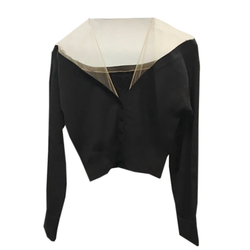 Женский прозрачный кардиган с V-образным вырезом, черный свитер в Корейском стиле, роскошная дизайнерская одежда, осень-зима 2021
Женский прозрачный кардиган с V-образным вырезом, черный свитер в Корейском стиле, роскошная дизайнерская одежда, осень-зима 2021