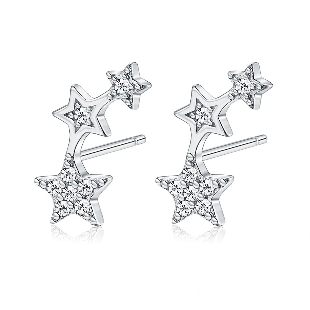 Silver Color Stud Earrings for Women Clear CZ Stack-able Star Earrings WomanJewelry Valentine's Day Gift
Silver Color Stud Earrings for Women Clear CZ Stack-able Star Earrings WomanJewelry Valentine's Day Gift
