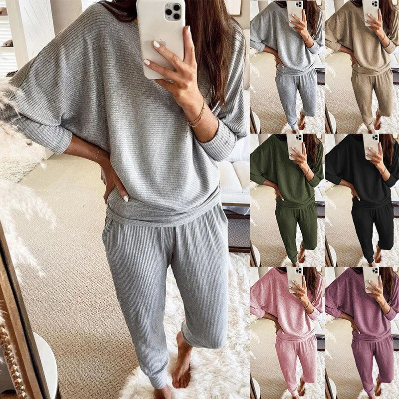 Two Piece Set Women Tracksuit Autumn Clothes Solid Batwing Sleeve Pullover Top and Pants Knitted Suit Female Lounge Wear Outfits
Two Piece Set Women Tracksuit Autumn Clothes Solid Batwing Sleeve Pullover Top and Pants Knitted Suit Female Lounge Wear Outfits