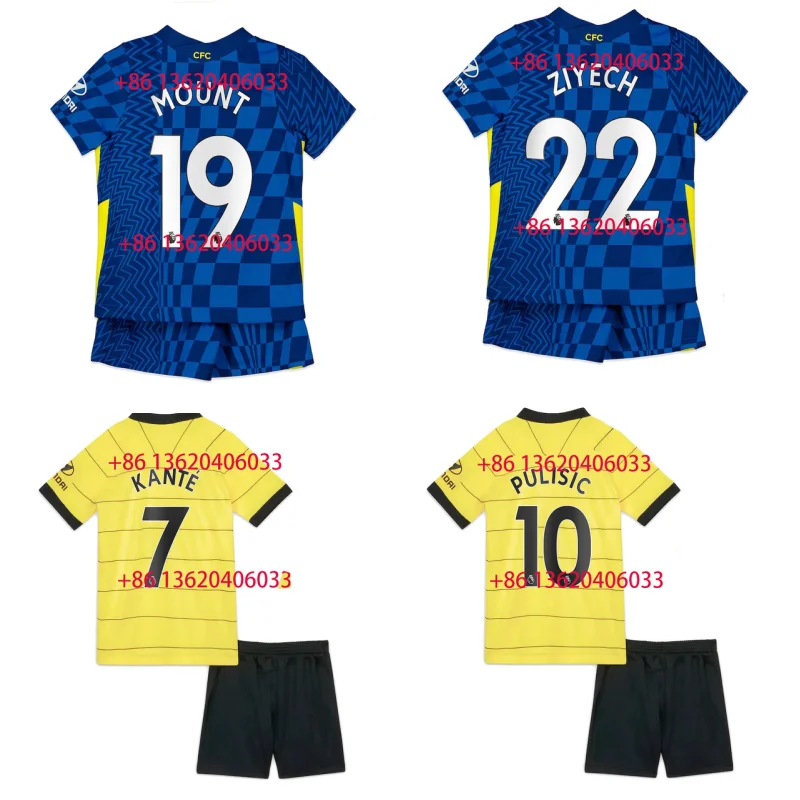 

2021 22 Chelseaes soccer jerseys kids kit Home Away Soccer Jersey PULISIC LUKAKU KANTE ZIYECH 2122 Boys Football Shirts