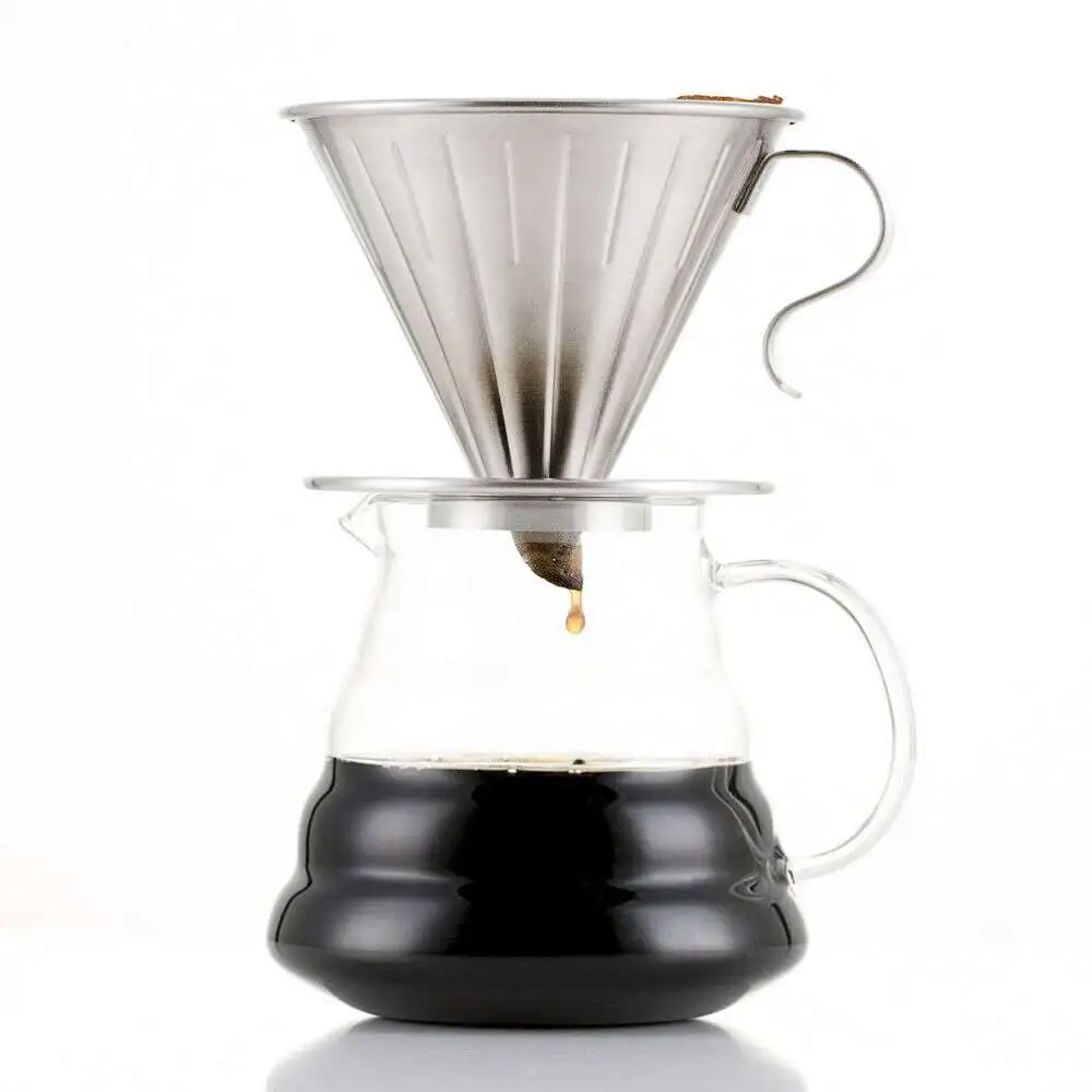 Stainless Steel Pour Over Coffee Dripper Maker Reusable Coffee Filter Cone Cup Kitchen Coffee Shop Supplies
Stainless Steel Pour Over Coffee Dripper Maker Reusable Coffee Filter Cone Cup Kitchen Coffee Shop Supplies