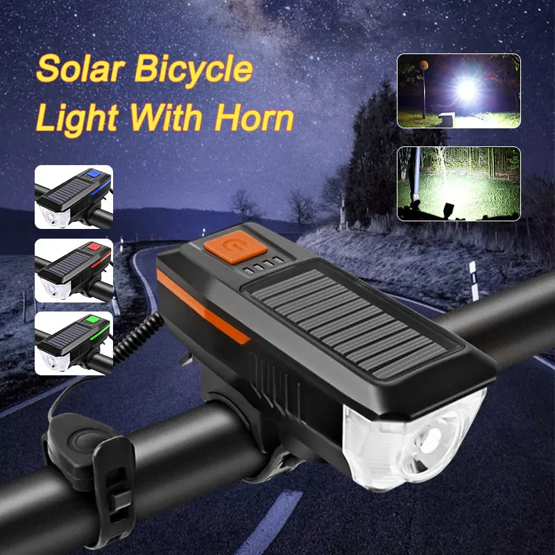 LED Solar Charging Bicycle Light Road Mountain Bike Front Lamp Accessories Waterproof Bell USB 3 Modes Flashlight MTB Riding
LED Solar Charging Bicycle Light Road Mountain Bike Front Lamp Accessories Waterproof Bell USB 3 Modes Flashlight MTB Riding
