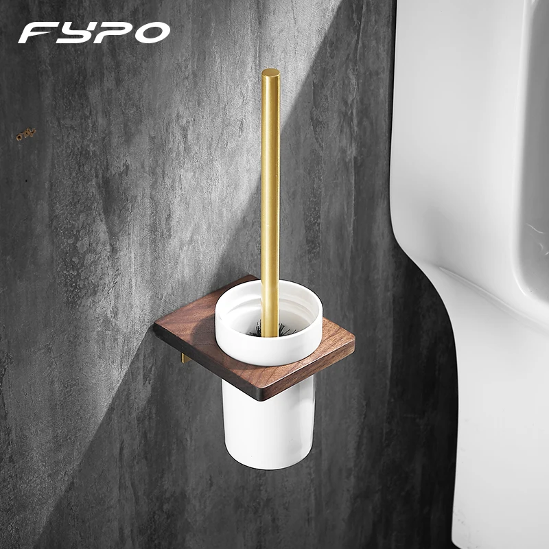 Fypo Ceramic Toilet Brush Holder with Brush Solid Wood Bathroom Toilet Brush Gold Cleaning Brush Holder Set Wall Mounted
Fypo Ceramic Toilet Brush Holder with Brush Solid Wood Bathroom Toilet Brush Gold Cleaning Brush Holder Set Wall Mounted