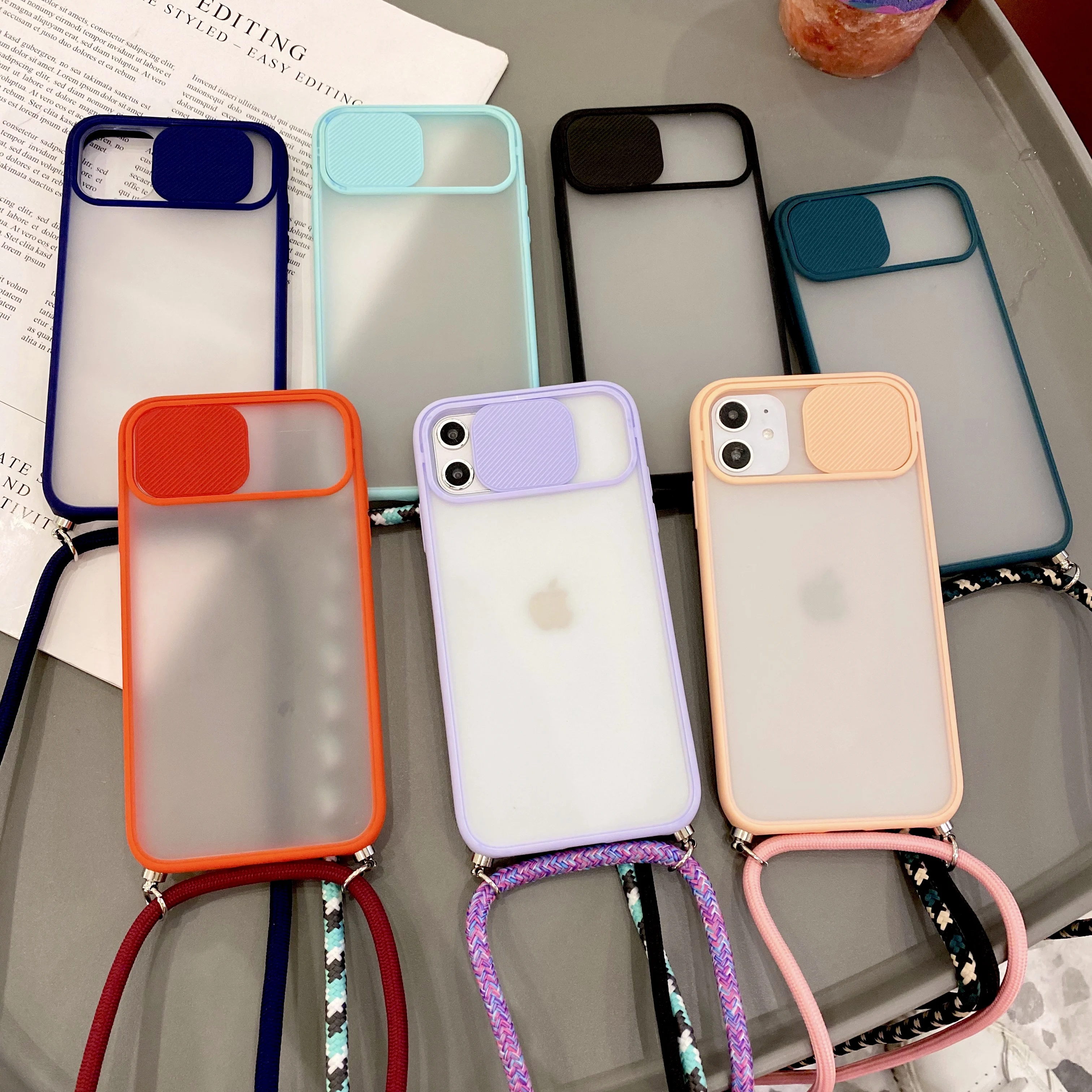 Frosted Slide Camera Protection Phone Case for iPhone 13 Pro max 12 11 Pro mini SE2020 Soft Silicone Lanyard Strap Back Cover
Frosted Slide Camera Protection Phone Case for iPhone 13 Pro max 12 11 Pro mini SE2020 Soft Silicone Lanyard Strap Back Cover