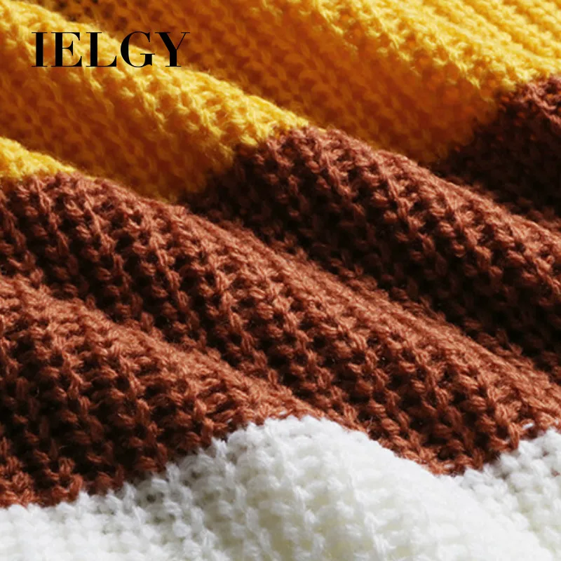 IELGY Contrast Knit Women's Loose Comfortable Turtleneck Long Sleeve Wild Colorblock Striped Top
IELGY Contrast Knit Women's Loose Comfortable Turtleneck Long Sleeve Wild Colorblock Striped Top