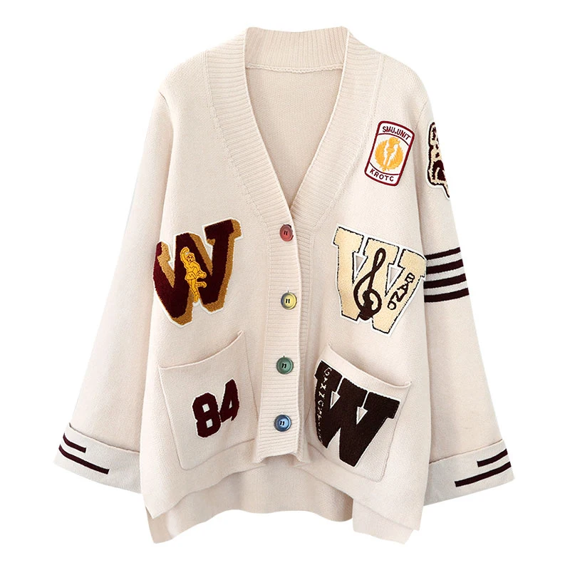 New Letter Embroidery V Neck Knit Cardigan Jacket Women Winter Harajuku Loose Knitshirt Coat 2021 Korean Knit Sweater Tops
New Letter Embroidery V Neck Knit Cardigan Jacket Women Winter Harajuku Loose Knitshirt Coat 2021 Korean Knit Sweater Tops