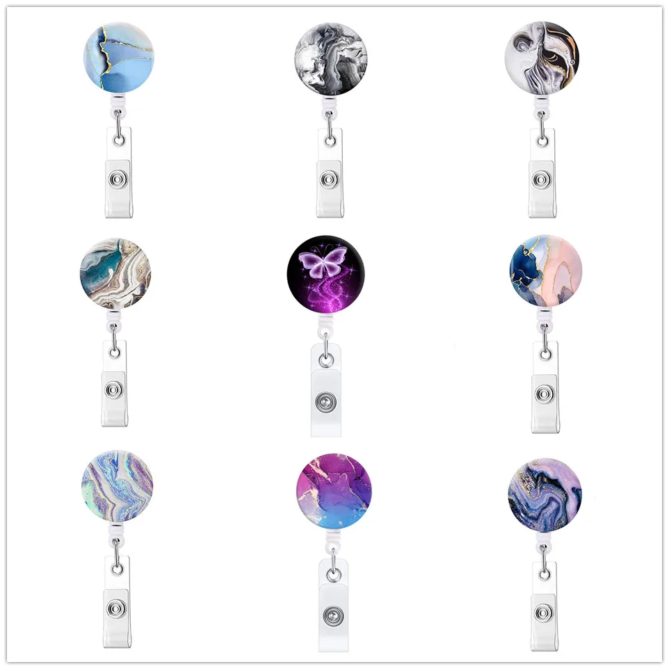 New 9 Color Marble Style Retractable Doctor Nurse Badge Reel Clip Cute Students Id Card Badge Holder Office Card Supply
New 9 Color Marble Style Retractable Doctor Nurse Badge Reel Clip Cute Students Id Card Badge Holder Office Card Supply