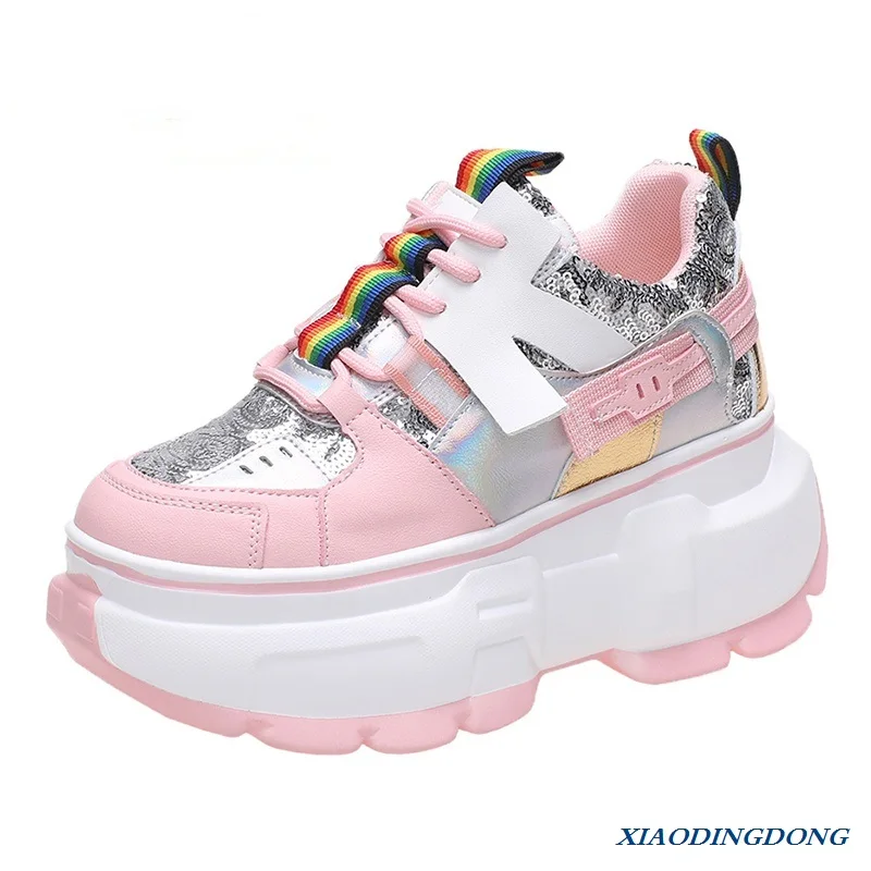 Women Spring Bling Chunky Sneakers New Thick Bottom Female Casual Leather Dad Shoes Lace Up High Platform Vulcanized Shoes Woman
Women Spring Bling Chunky Sneakers New Thick Bottom Female Casual Leather Dad Shoes Lace Up High Platform Vulcanized Shoes Woman