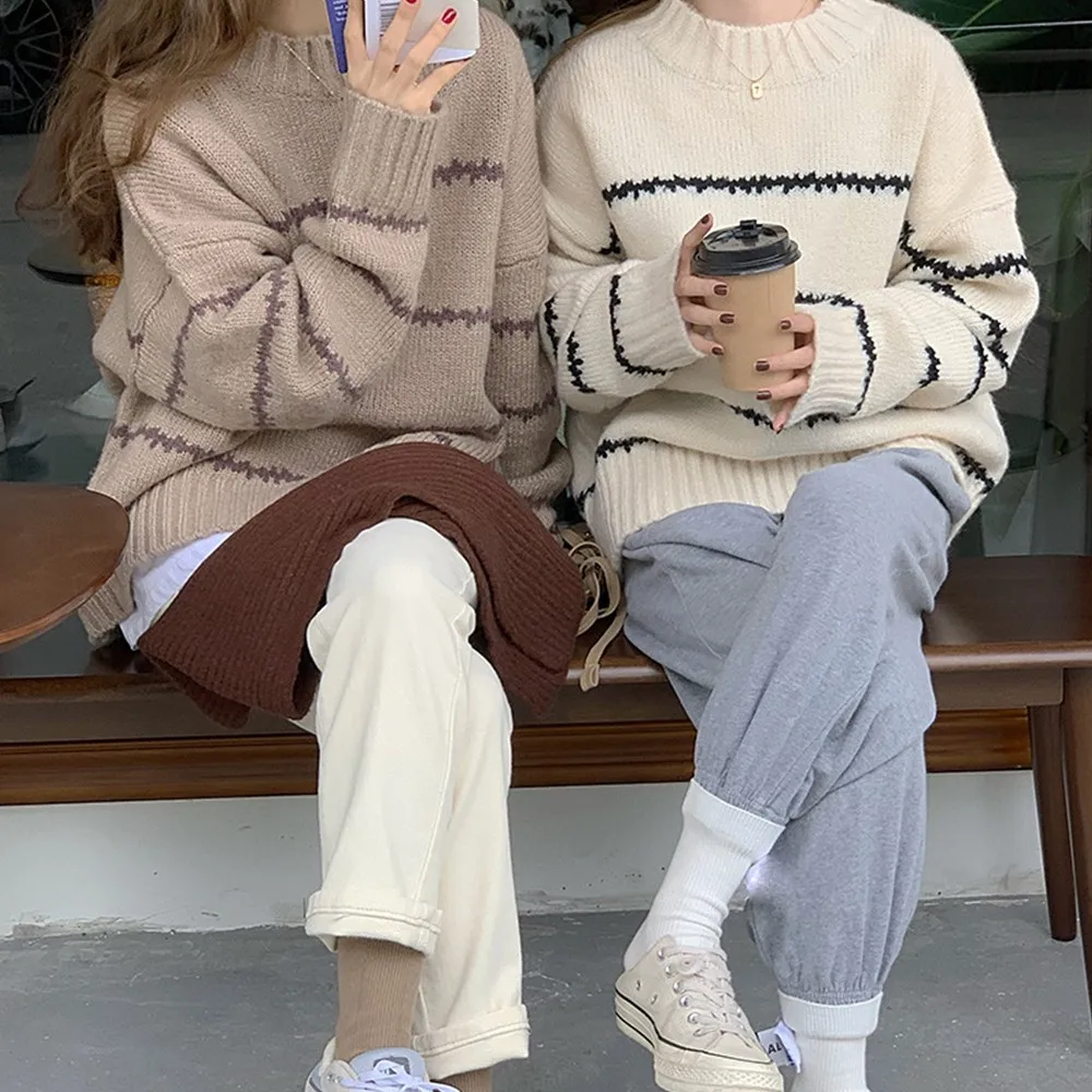 Fashion Casual Women Sweater O-Neck Elegant Striped Long Sleeve Knit Jumpers Autumn Winter Warm Thicken Pullovers Sweaters
Fashion Casual Women Sweater O-Neck Elegant Striped Long Sleeve Knit Jumpers Autumn Winter Warm Thicken Pullovers Sweaters