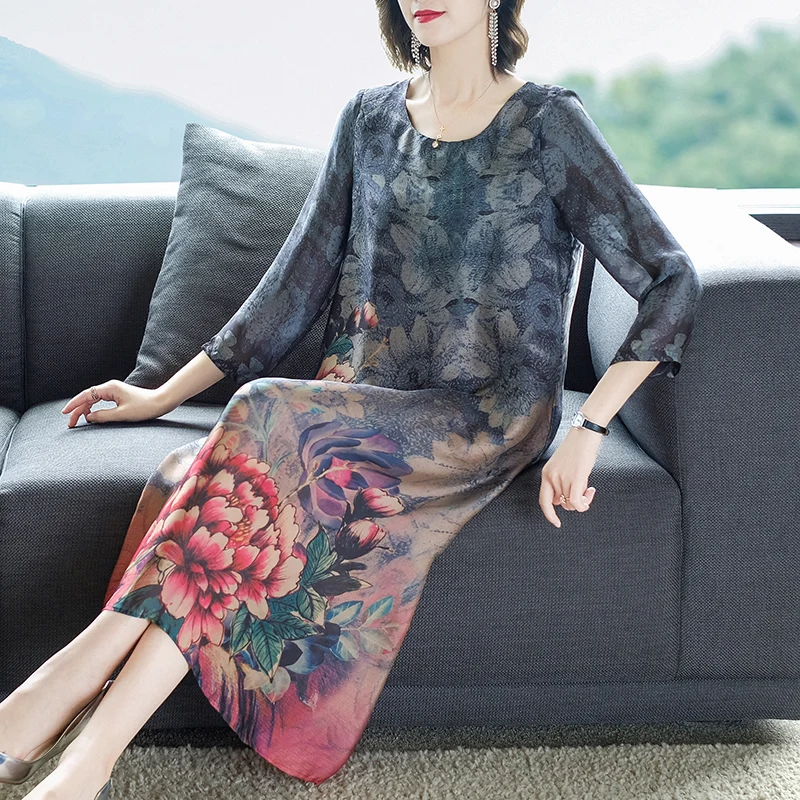 Imitate Real Silk Dress Plus Size New 2019 Summer Elegant Women Dress Loose Vintage Print A-line Dresses Beach Casual Clothes
Imitate Real Silk Dress Plus Size New 2019 Summer Elegant Women Dress Loose Vintage Print A-line Dresses Beach Casual Clothes