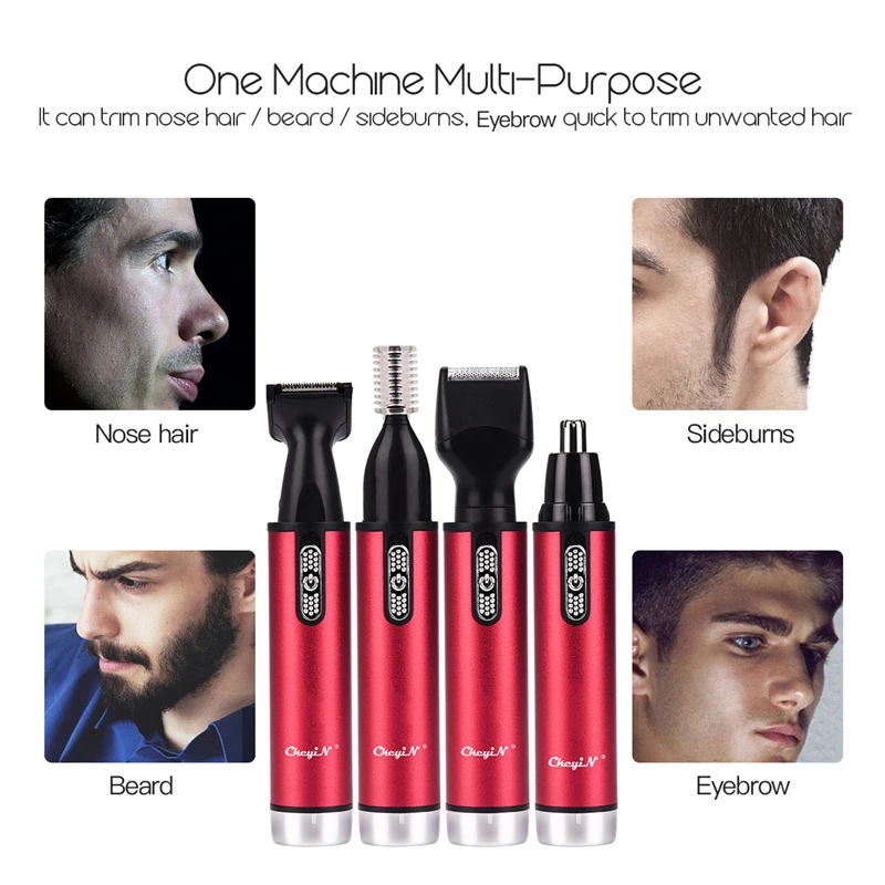 Battery Operated 4 in 1 electric Nose Ear Eyebrow Trimmer Beard Trimmer Shaving face Cleaner Razor Beard Hair Removal Device
Battery Operated 4 in 1 electric Nose Ear Eyebrow Trimmer Beard Trimmer Shaving face Cleaner Razor Beard Hair Removal Device