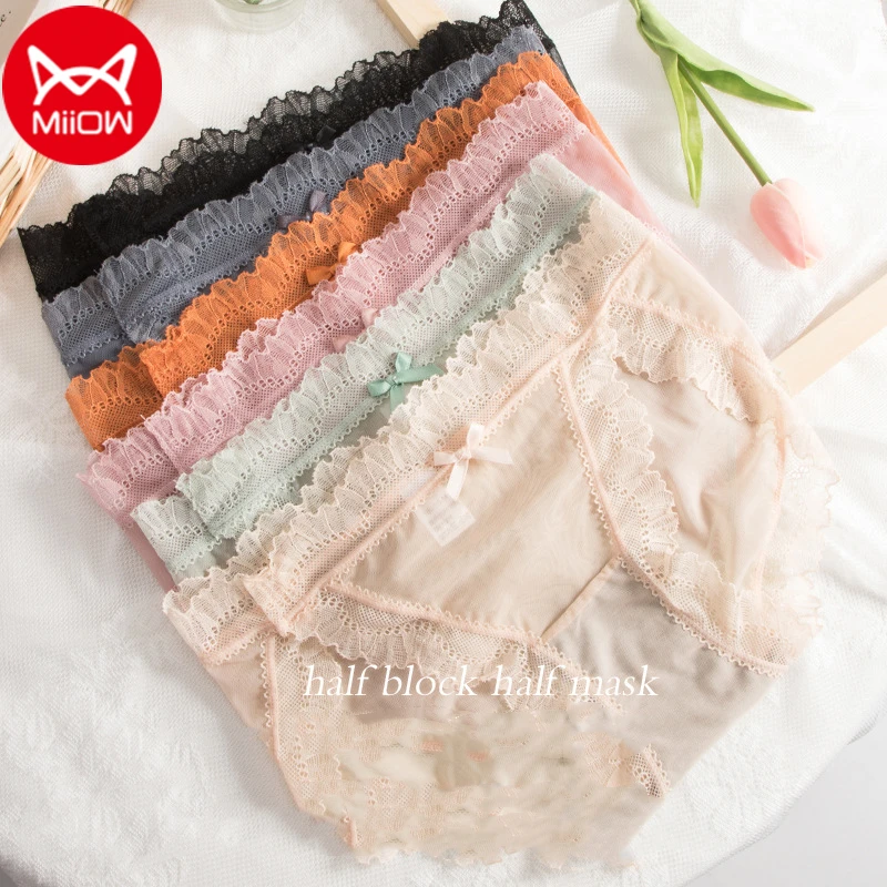 Miiow 4Pcs Lace Bow Sexy Cotton Breathable Panties Women's Triangle Girl Japanese Comfortable Skin-Friendly Women's Underwear
Miiow 4Pcs Lace Bow Sexy Cotton Breathable Panties Women's Triangle Girl Japanese Comfortable Skin-Friendly Women's Underwear