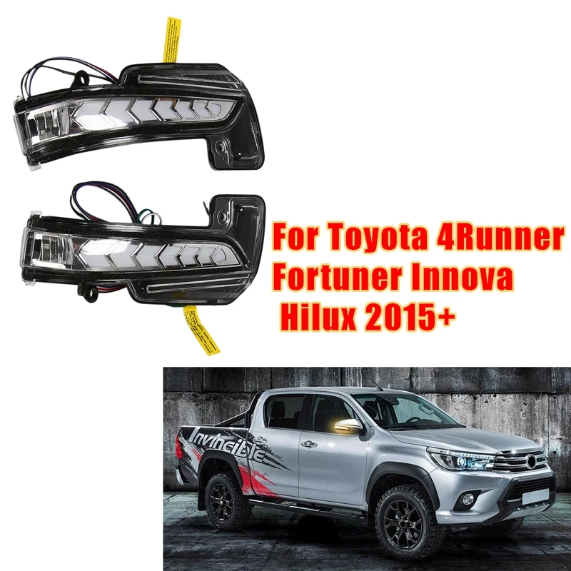 LED Dynamic Side Rearview Mirror Turn Signal Light Lamp for Toyota 4Runner Fortuner Innova Hilux 2015+
LED Dynamic Side Rearview Mirror Turn Signal Light Lamp for Toyota 4Runner Fortuner Innova Hilux 2015+