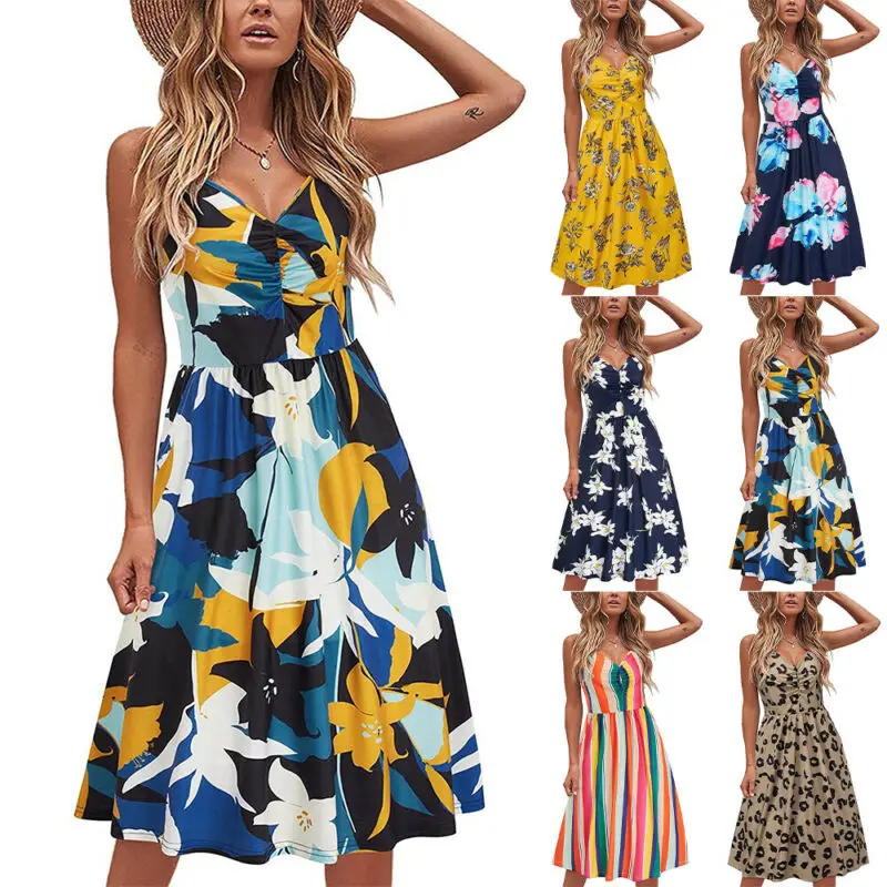Sleeveless Dresses V-neck Sling Dress Slim FitSummer 2021 Womens Beach Style Casual Holiday A-Line Printed Floral Female Dress
Sleeveless Dresses V-neck Sling Dress Slim FitSummer 2021 Womens Beach Style Casual Holiday A-Line Printed Floral Female Dress