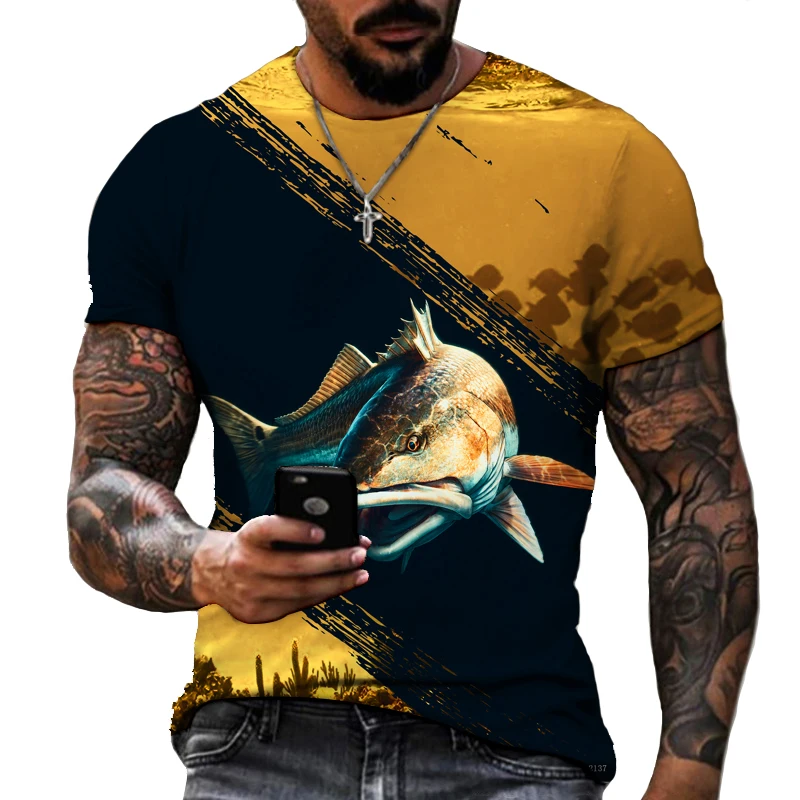 New 3D Printing Fish Print Men's Casual T-shirt Fashion Trend Youth Cool Hip-hop Sports Comfortable Breathable Short Sleeves
New 3D Printing Fish Print Men's Casual T-shirt Fashion Trend Youth Cool Hip-hop Sports Comfortable Breathable Short Sleeves