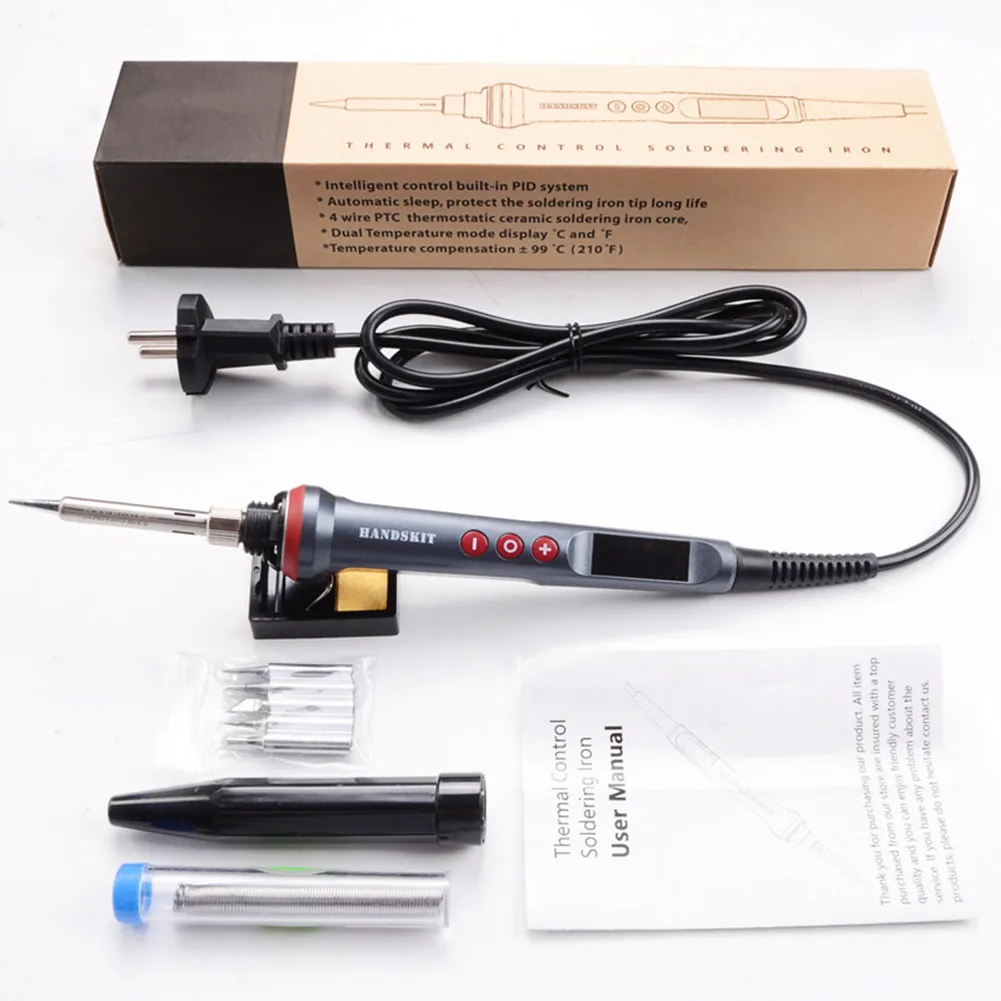 90W LED Digital Soldering Iron Kit 110V/220V Tips Stand Tin Wire Electric Portable Welding Kit Tools
90W LED Digital Soldering Iron Kit 110V/220V Tips Stand Tin Wire Electric Portable Welding Kit Tools