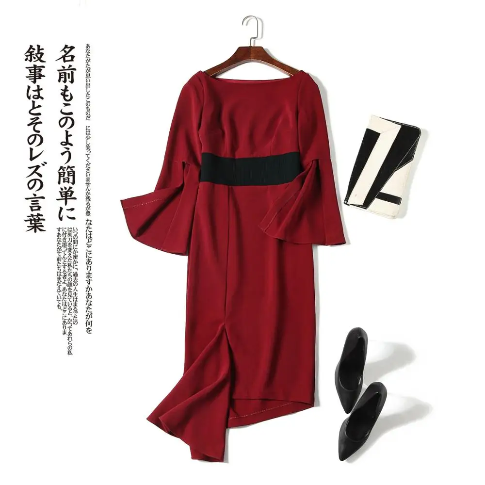 New irregular waist-tightening dress, red medium-length dress and dress for banquet dress in 2019
New irregular waist-tightening dress, red medium-length dress and dress for banquet dress in 2019