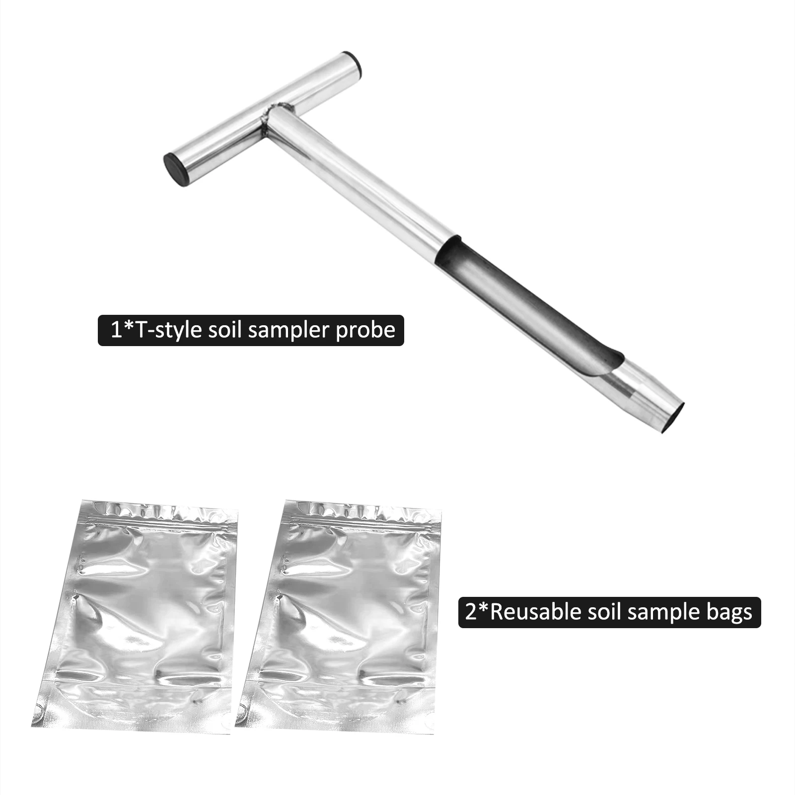 12.8'' Soil Sampler Probe T-style Handle Soil Test Kits with 2Pcs Sample Bags Steel Soil Sampling Tool for Garden Lawn Farm
12.8'' Soil Sampler Probe T-style Handle Soil Test Kits with 2Pcs Sample Bags Steel Soil Sampling Tool for Garden Lawn Farm