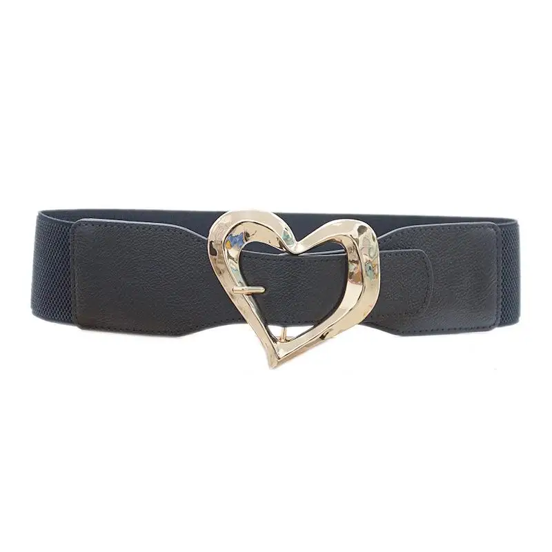 Women Elastic Stretch Wide Waist Belt With Irregular Gold Heart Buckle Smooth Black White PU Leather Fashion Dress Deco Belt
Women Elastic Stretch Wide Waist Belt With Irregular Gold Heart Buckle Smooth Black White PU Leather Fashion Dress Deco Belt