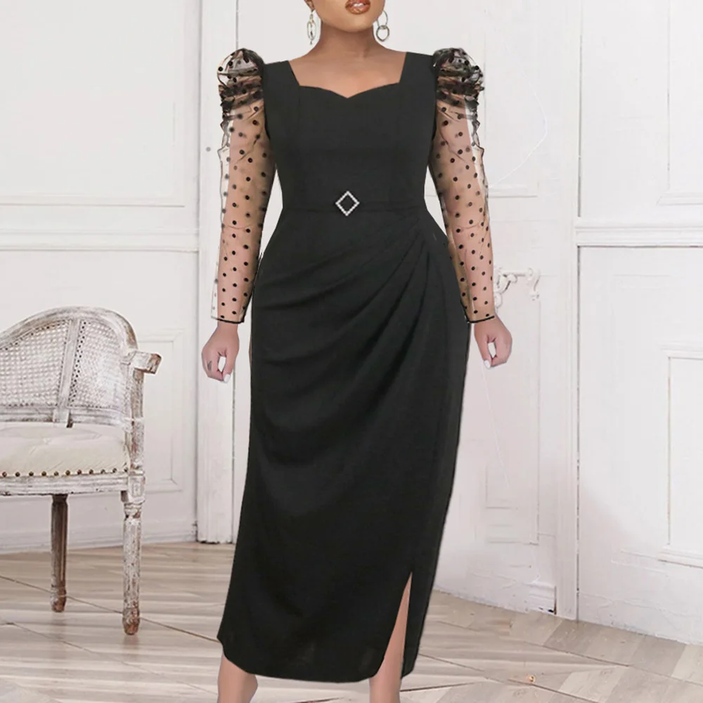 Sexy Mesh Polka Dot Printing Long Sleeve Office Dress Women 2021 Elegant Black Bodycon Summer Robe Mid-Calf Casual Maxi Vestido
Sexy Mesh Polka Dot Printing Long Sleeve Office Dress Women 2021 Elegant Black Bodycon Summer Robe Mid-Calf Casual Maxi Vestido